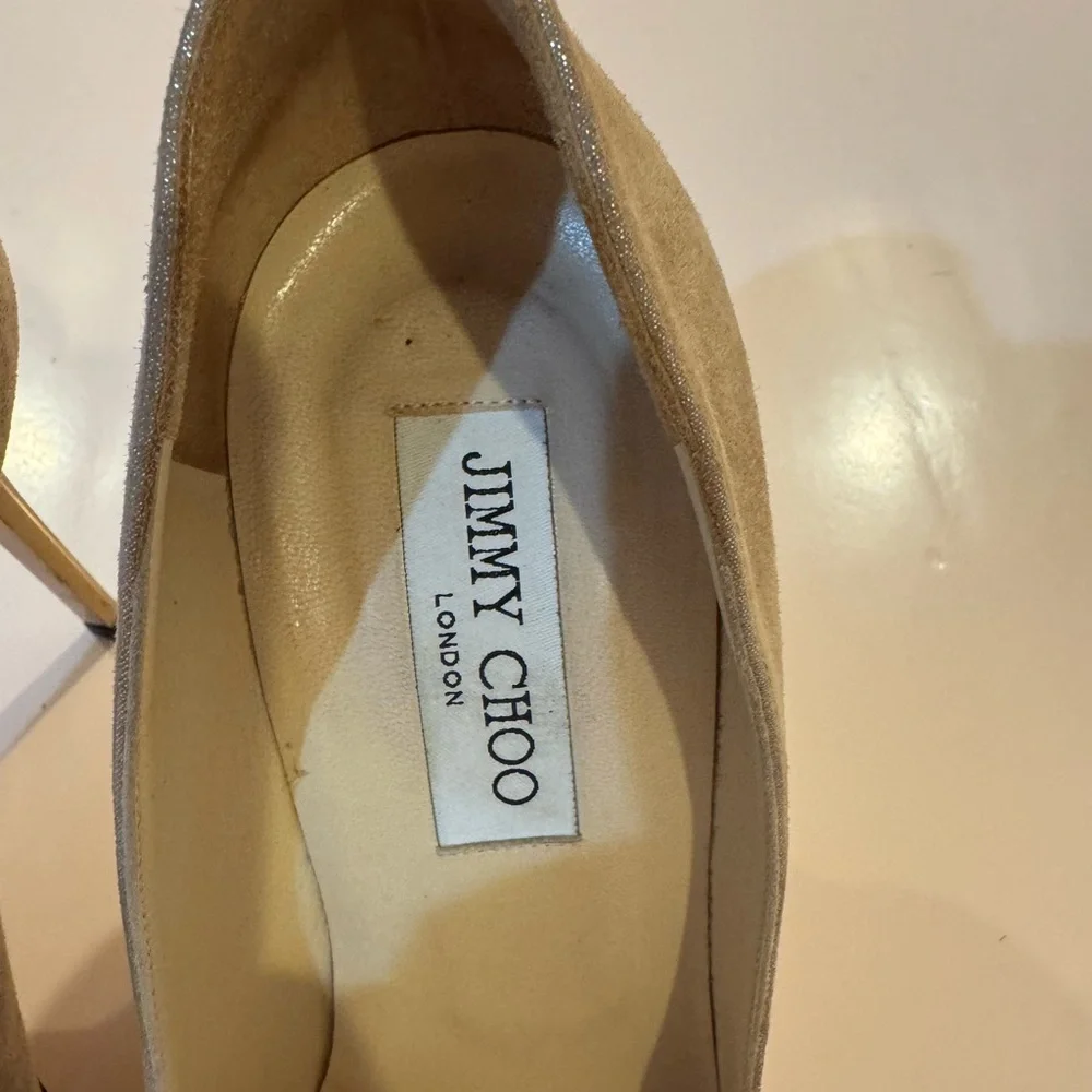 Jimmy Choo gold sparkly heels with toe detail 39 - Picture 2 of 11